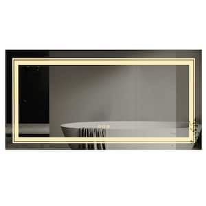47 in. W x 32 in. H Extra Large Rectangular Frameless Anti Fog Dimmable Touch LED Lighted Wall Bathroom Vanity Mirror