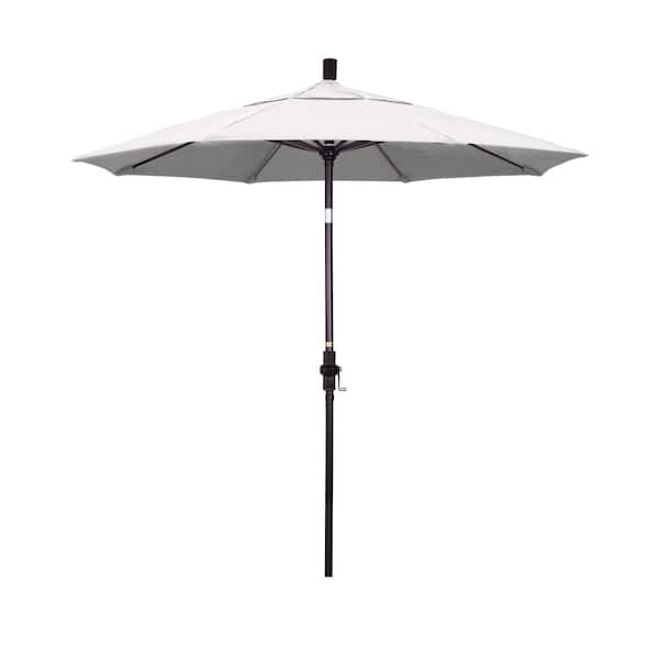 California Umbrella 7.5 ft. Bronze Aluminum Market Patio Umbrella Collar Tilt Crank Lift in White Olefin