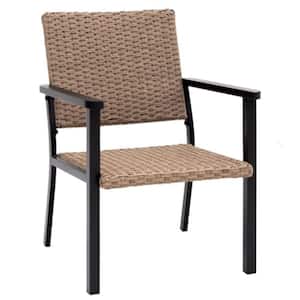 Handwoven Rattan Glider Stainless Steel Outdoor Lounge Chair in Natural Set of 1