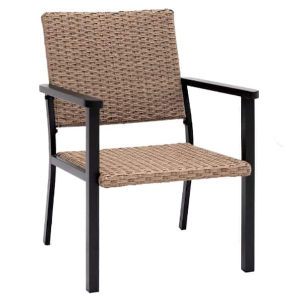 ITOPFOX Handwoven Rattan Glider Stainless Steel Outdoor Lounge Chair in Natural Set of 1