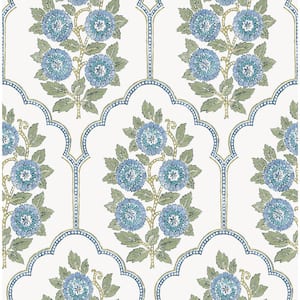 Green and Blue Floral Bazaar Peel and Stick Wallpaper