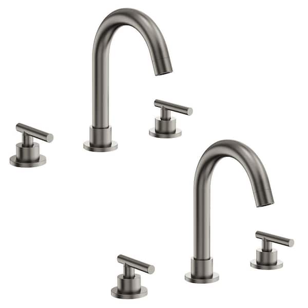 Waterfall High-Arc 8 in. Widespread Double Handle Bathroom Faucet 1.0 GPM in Brushed Nickel Drain Not Included (2-Pack)