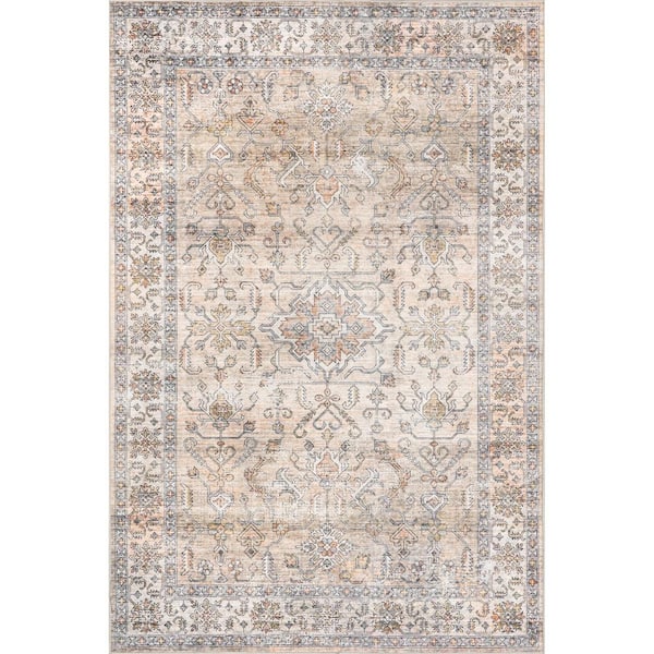 nuLOOM Britt Persian Spill-Proof Machine Washable Ivory 2 6 ft. x 8 ft. Runner Rug