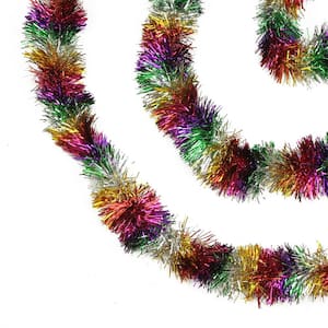50 ft. 8 Ply Unlit Festive Shiny Rainbow Colored Christmas Foil Tinsel Garland