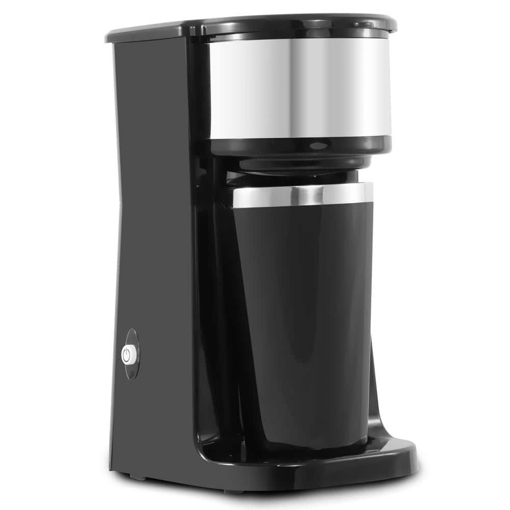 Elite Black 12-Ounce Personal Coffee Maker with Stainless Steel Travel Mug
