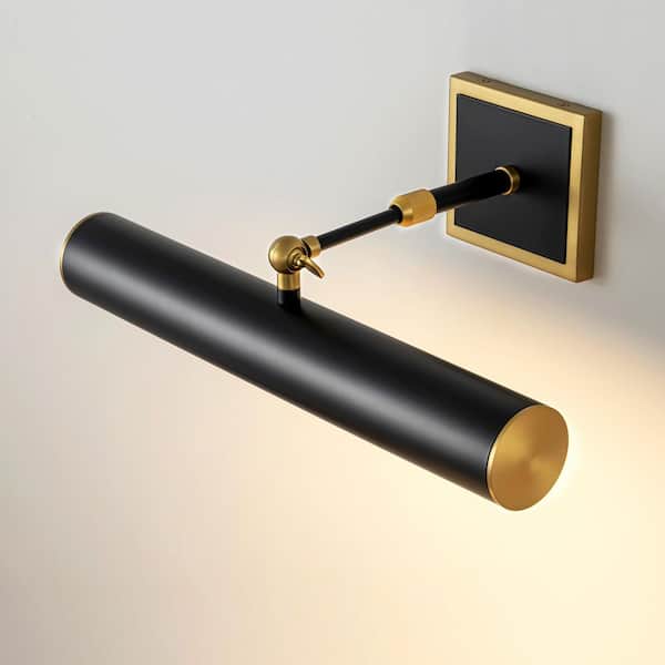 Anton Black 15.74 in. W Industrial 1-Light Integrated Dimmable LED Vanity Light-Can Be Used As Picture Light