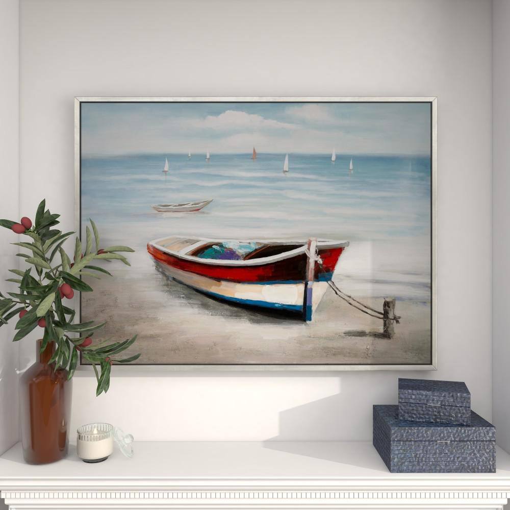 Multi Colored Nautical Acrylic Canvas Framed Wall Art