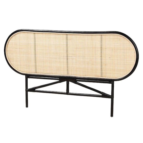 bali & pari Reegan Black Natural Rattan Queen Standalone Headboard