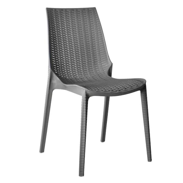 Leisuremod Kent Plastic Outdoor Dining Chair in Grey