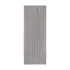 Darcy 54 in. W x 72 in. L Solid Polyester Rod Pocket Light Filtering Window Panel Curtain in Grey with Tieback