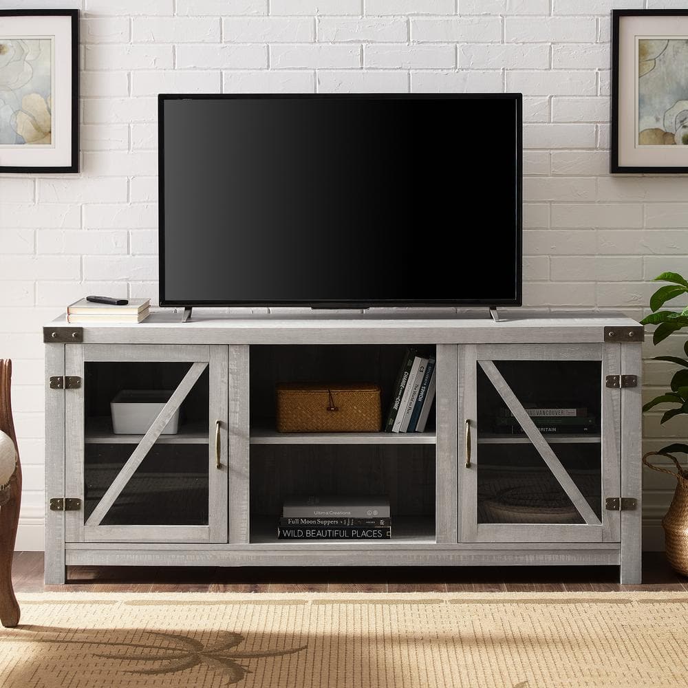 Walker Edison Furniture Company 59 in. Stone Gray Composite TV Stand 64 ...