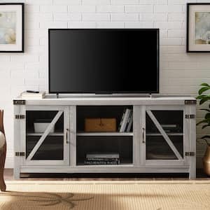 59 in. Stone Gray Composite TV Stand 64 in. with Doors