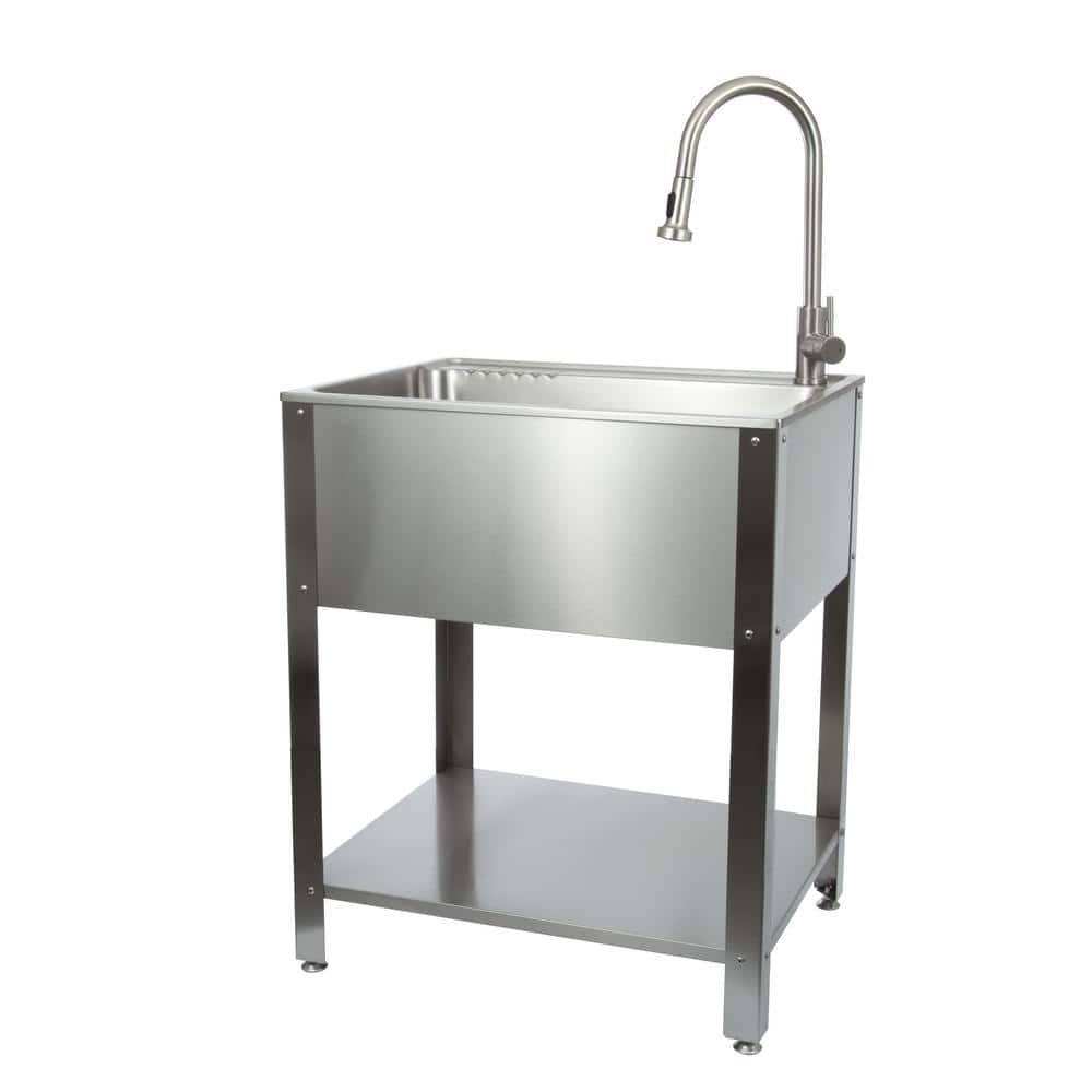 Presenza AllinOne 28 in. x 22 in x34.75 in. Freestanding Stainless Steel Laundry/Utility Sink