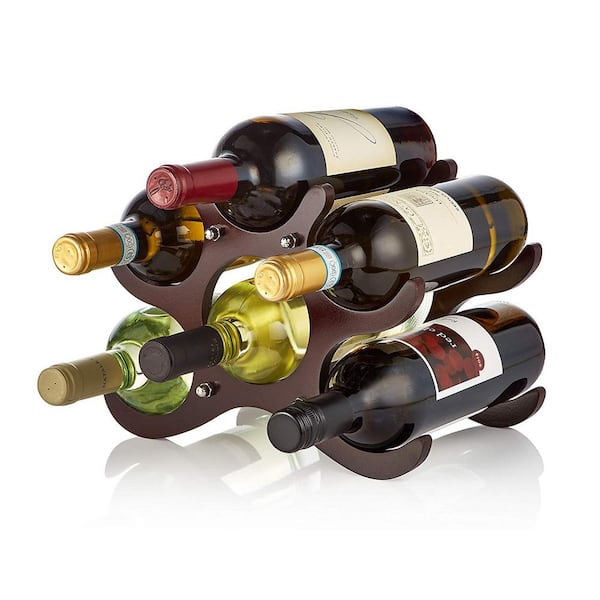 AdirHome 6-Bottle Wood Cherry Wine Rack