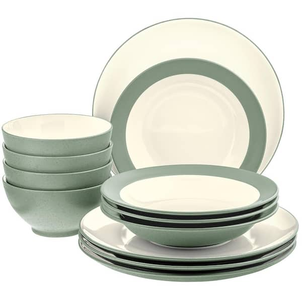 Noritake Colorwave Green Stoneware 12-Piece Coupe Set, Service For 4 ...