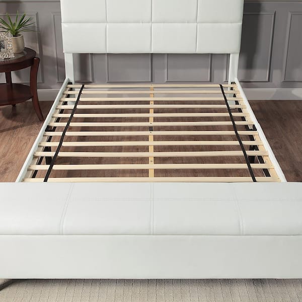 Sadia White Wood Frame Queen Platform With Bed Bench Storage
