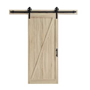 Cornwall 36 in. x 84 in. Textured French Oak Sliding Barn Door with Solid Core and Soft Close Hardware Kit