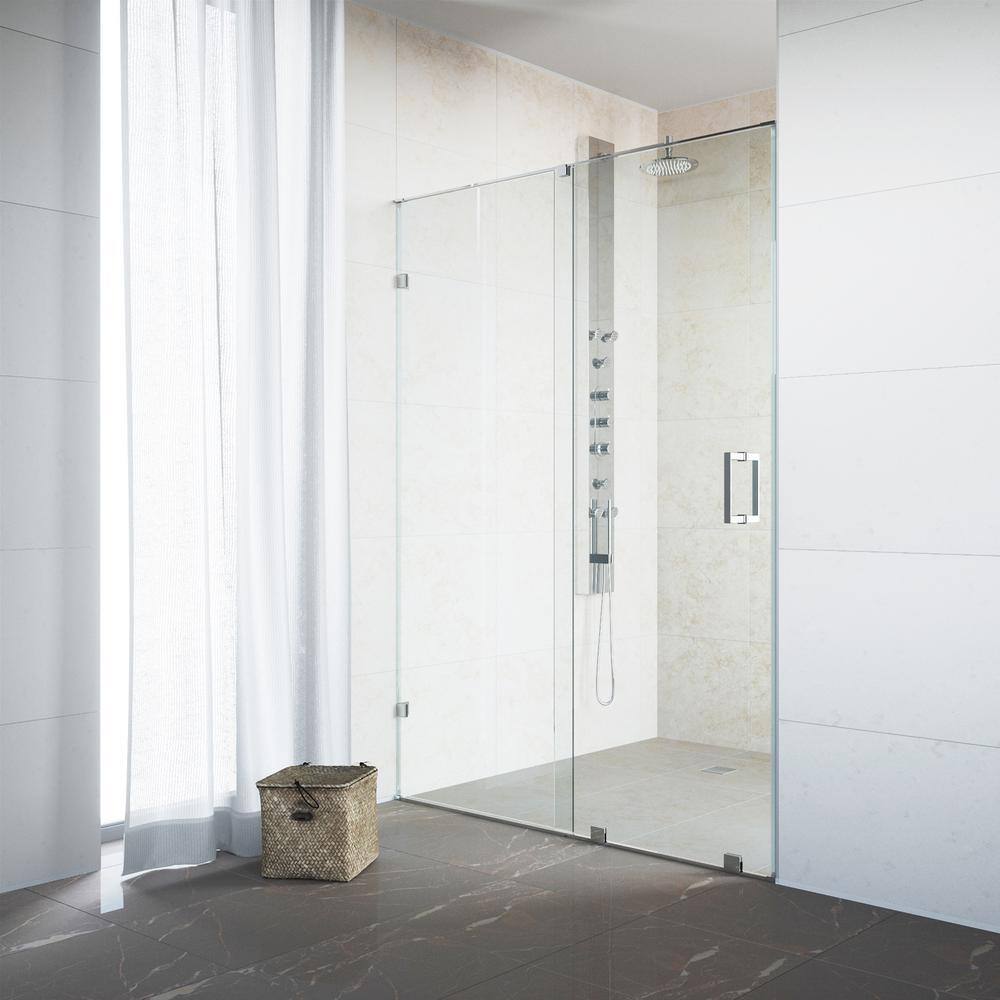 Ryland 60" Frameless Chrome Sliding Shower Door with Clear Glass