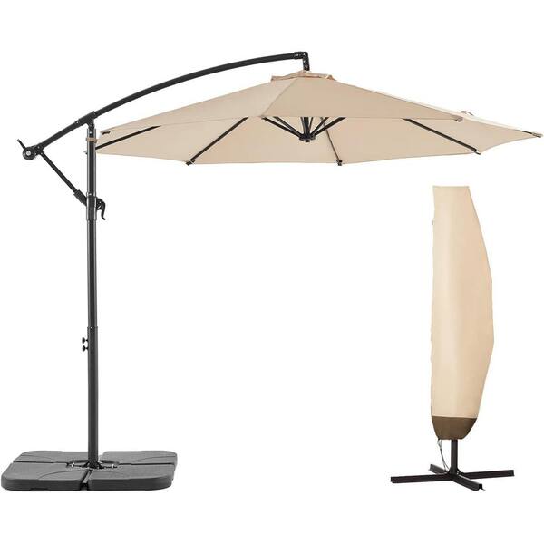 PASAMIC 10 ft. Aluminum Patio Offset Umbrella Outdoor Cantilever ...