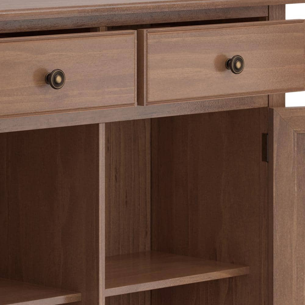 Medium Saddle Brown Solid Wood Office Storage Cabinet with Adjustable Shelving