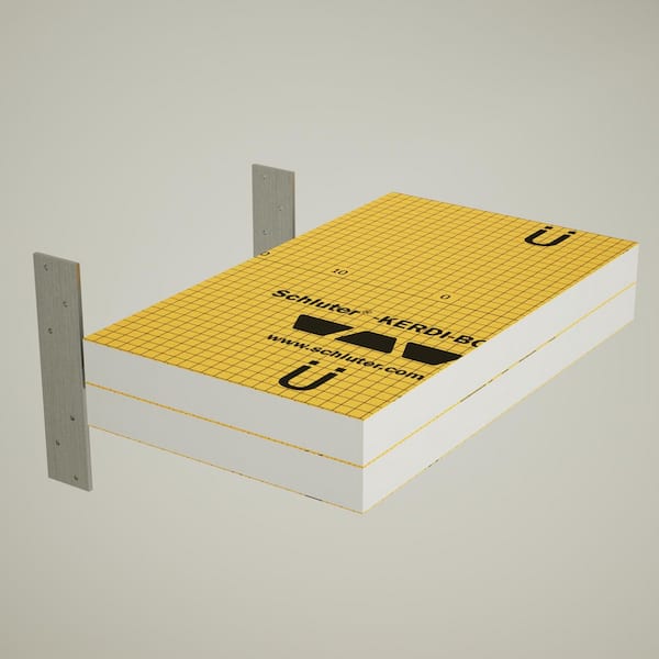 18 in. x 10.25 in. x 4 in. Wall Floating Bench Shower Kit Orange Waterproof Board and Industrial Free Hanging Bracket