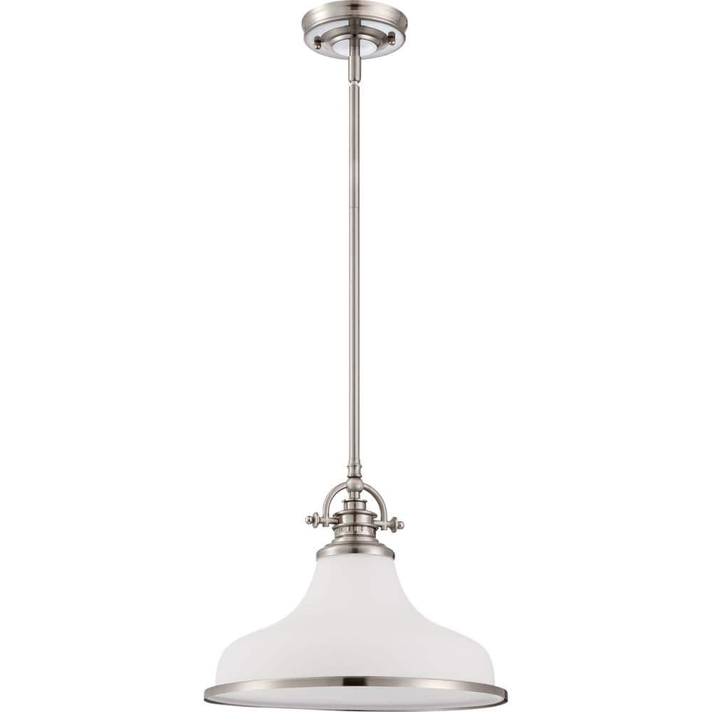 Mini Grant Brushed Nickel Pendant with Opal Etched Glass Shade