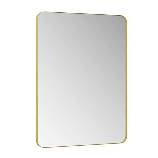 Miscool Anky 30 in. W x 40 in. H Rounded Rectangular Metal Framed Wall Mount Bathroom Vanity Mirror in Gold