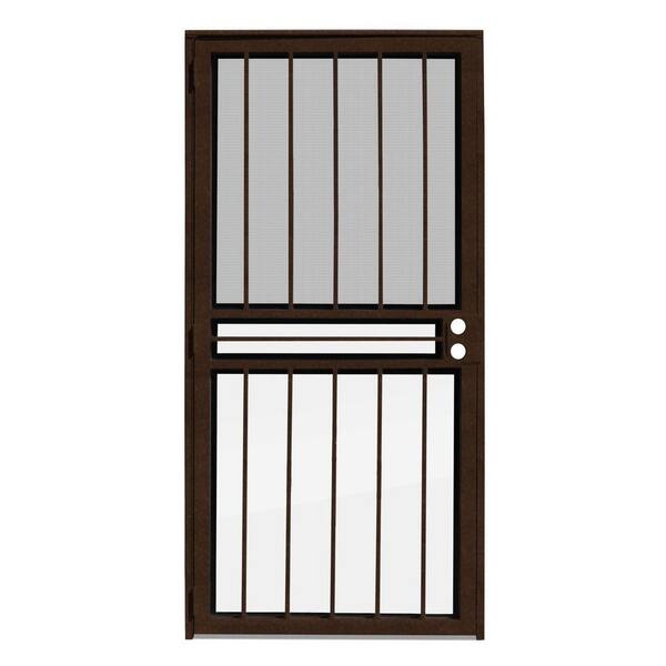 Unique Home Designs 36 in. x 80 in. Paladin Copperclad Recessed Mount All Season Security Door with Insect Screen and Glass Inserts