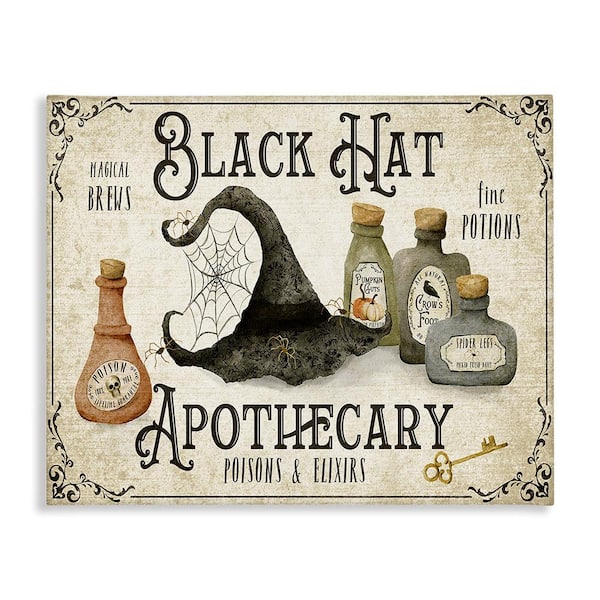 Stupell Industries Vintage Black Hat Apothecary byDeane Beesley 1 Piece Unframed Graphic Print Typography Poster Art Print 20 in. x 16 in.