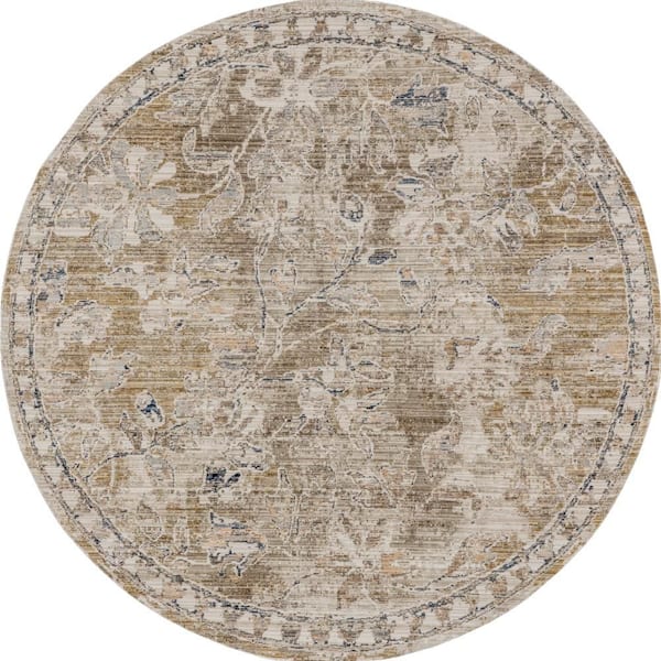 Camile Vintage Washable Beige 6 ft. Outdoor Area Rug