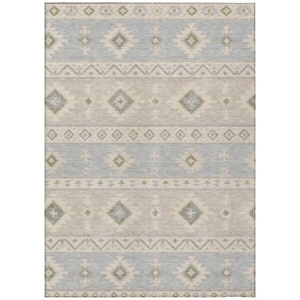 Chantille Machine Washable Indoor/Outdoor Abstract ACN3126 Silver 9 ft. x 12 ft. Area Rug