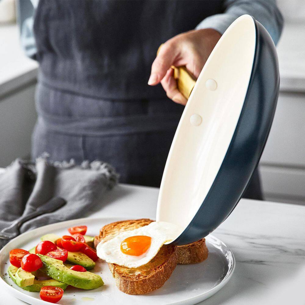 Twilight Blue and Cream Ceramic Nonstick 2-Piece Frying Pan Set