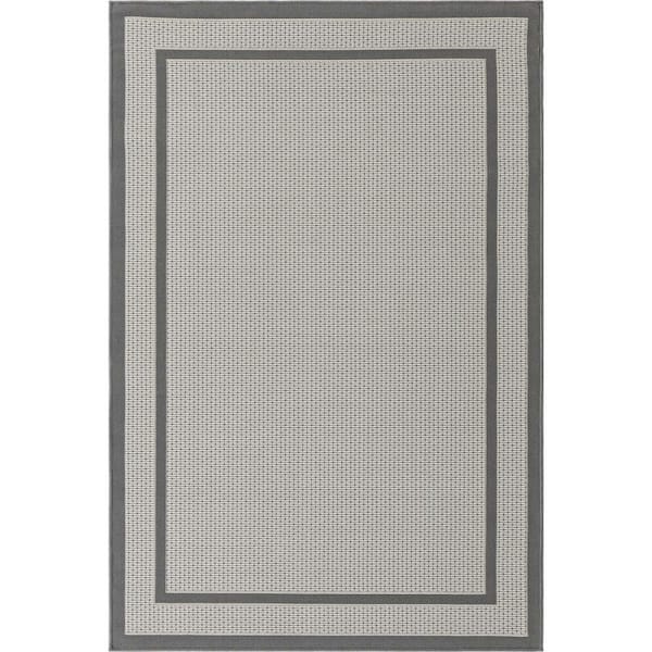 Unique Loom Outdoor Border Dark Gray 4' 0 x 6' 0 Area Rug
