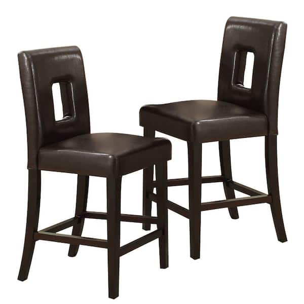 POUNDEX Black Solid Solid Wood and Dark Brown Faux Leather High Chair