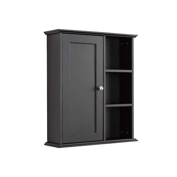 23.62 in. W x 27.55 in. H Rectangular Black MDF Surface Mount Medicine Cabinet without Mirror