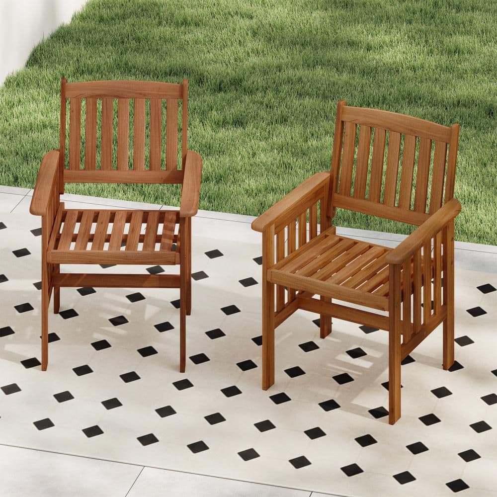 Patio Dining Chairs Set of 2 w/Slatted Backrest Seat for Balcony Poolside Porch price history on PriceWatchPro