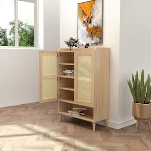 Quelina Oak Storage Cabinet With 2-Panel Doors and 3-Adjustable Inner Shelves