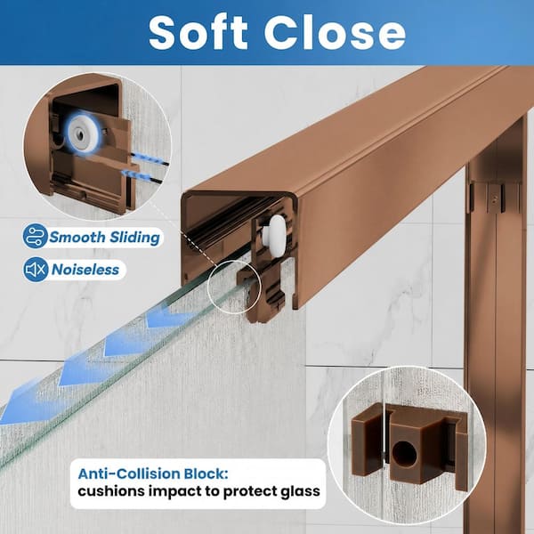 56-60 in. W x 76 in. H Double Sliding Framed Shower Door in Oil Rubbed Bronze with 8mm Nano-Coated Easy-Clean Rain Glass