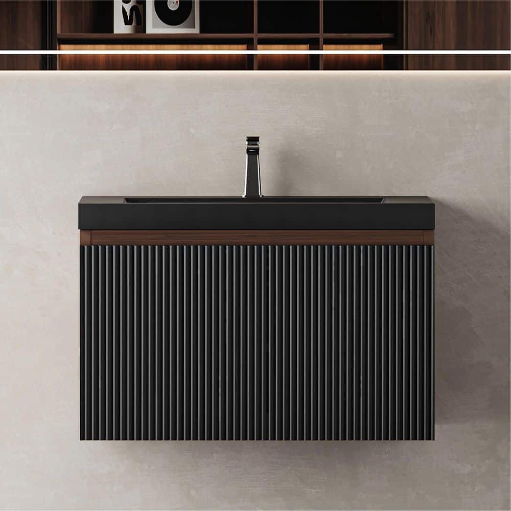 R*Y様 SOMABITO 1UNIT SOMATRIVAL BLACK Ziyudura 24 in. Single Sink Floating Black Bath Vanity with Black