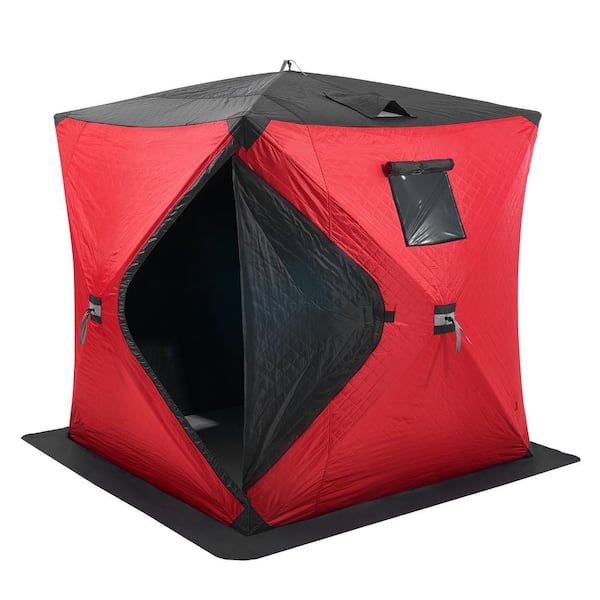 VEVOR Portable Ice Shelter, 3-4 Person Insulated Pop-Up Ice Fishing Tent, 35 sq. ft. Fishable Area, Thermal Ice Shanty
