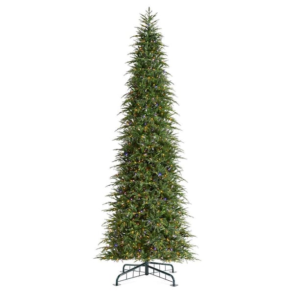 15 ft. Pre-Lit Green Slim Fir Artificial Christmas Tree with 1500 Warm White/Multi-color LED Lights