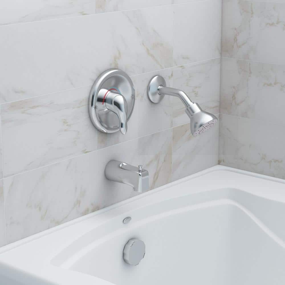 Chrome Modern Wall Mounted Tub and Shower Faucet Set