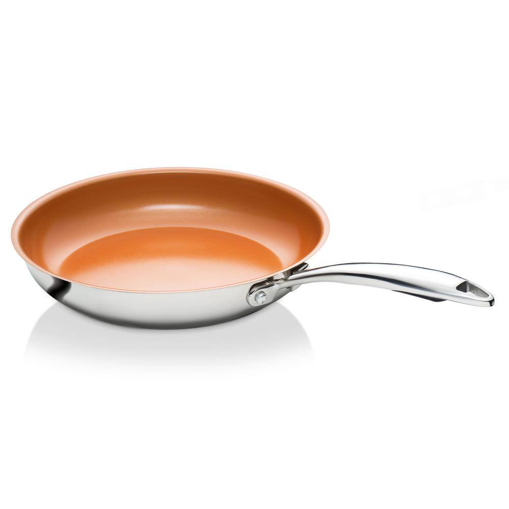 Gotham Steel 10 In Stainless Steel Non Stick Ti Cerama Frying Pan 1983 The Home Depot