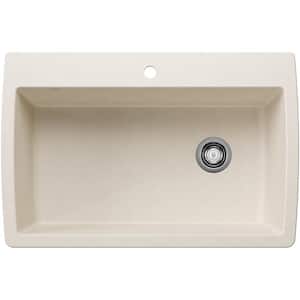 Diamond Silgranit 33.5 in. Drop-In/Undermount Single Bowl Soft White Granite Composite Kitchen Sink