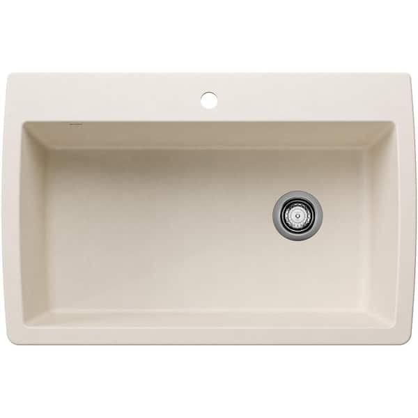 Blanco Diamond Silgranit 33.5 in. Drop-In/Undermount Single Bowl Soft White Granite Composite Kitchen Sink