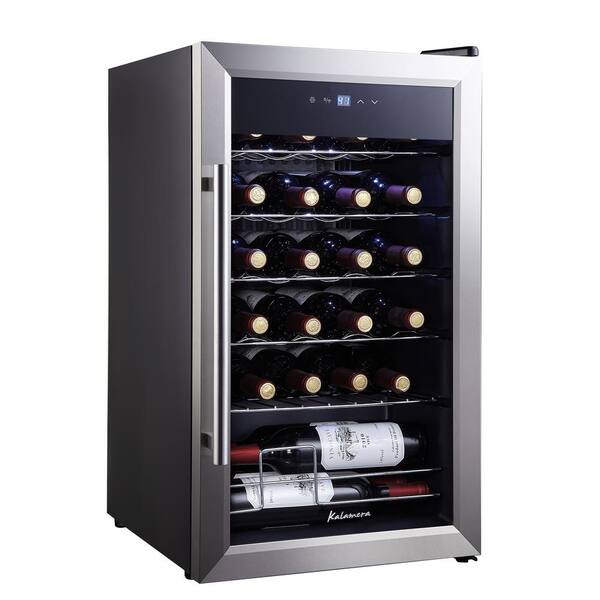 Kalamera 24 Bottle Single Zone Wine Cooler Small Wine Fridge Krc 24ss The Home Depot