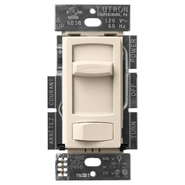 Lutron Skylark Contour LED+ Dimmer Switch for LED Bulbs, 150-Watt/Single-Pole or 3-Way, Light Almond (CTCL-153PDH-LA)