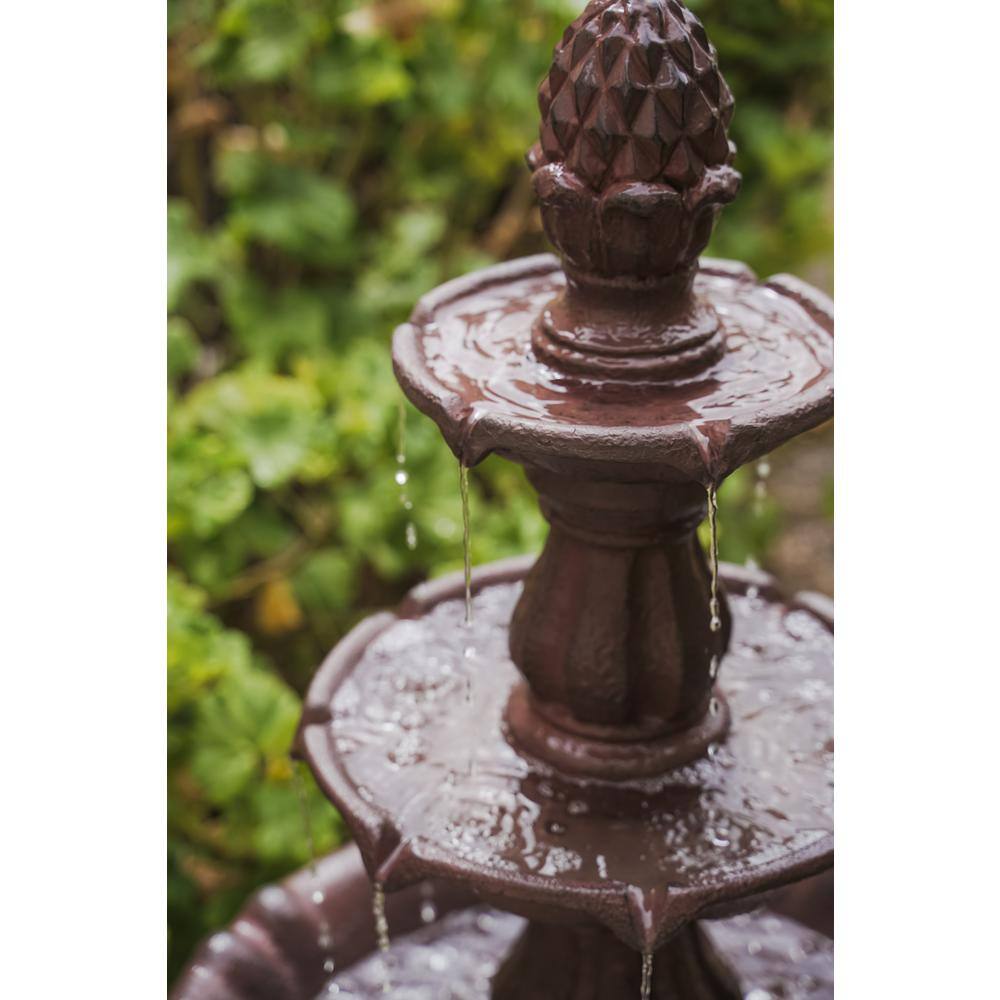 52 Inch Tall Brown 3-Tier Freestanding Waterfall Fountain