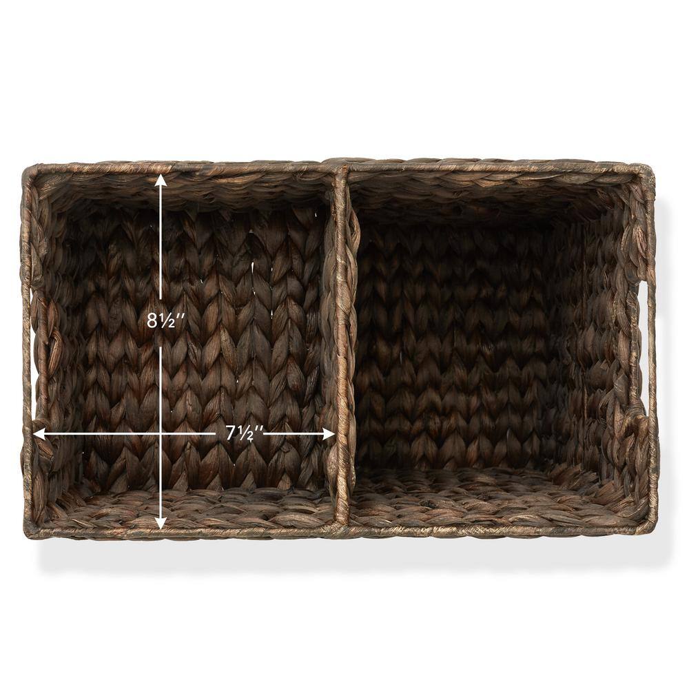 Espresso Seagrass Rectangular Stair Basket with Handles