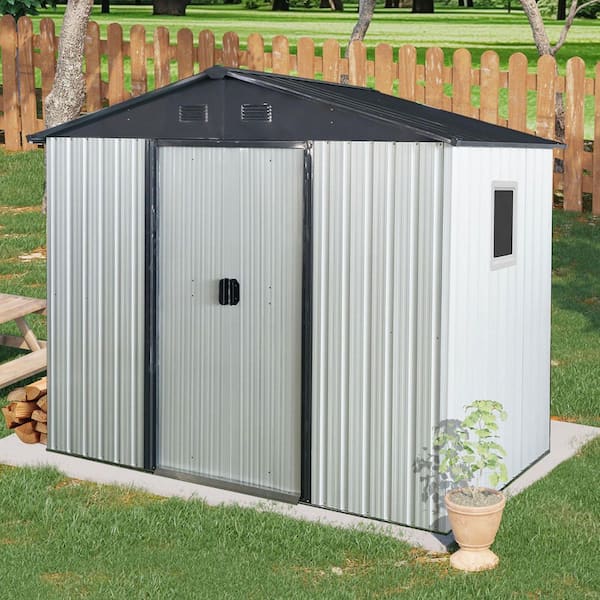 8 ft. x 4 ft. Metal Shed with Double Door and Window (32 sq. ft. )
